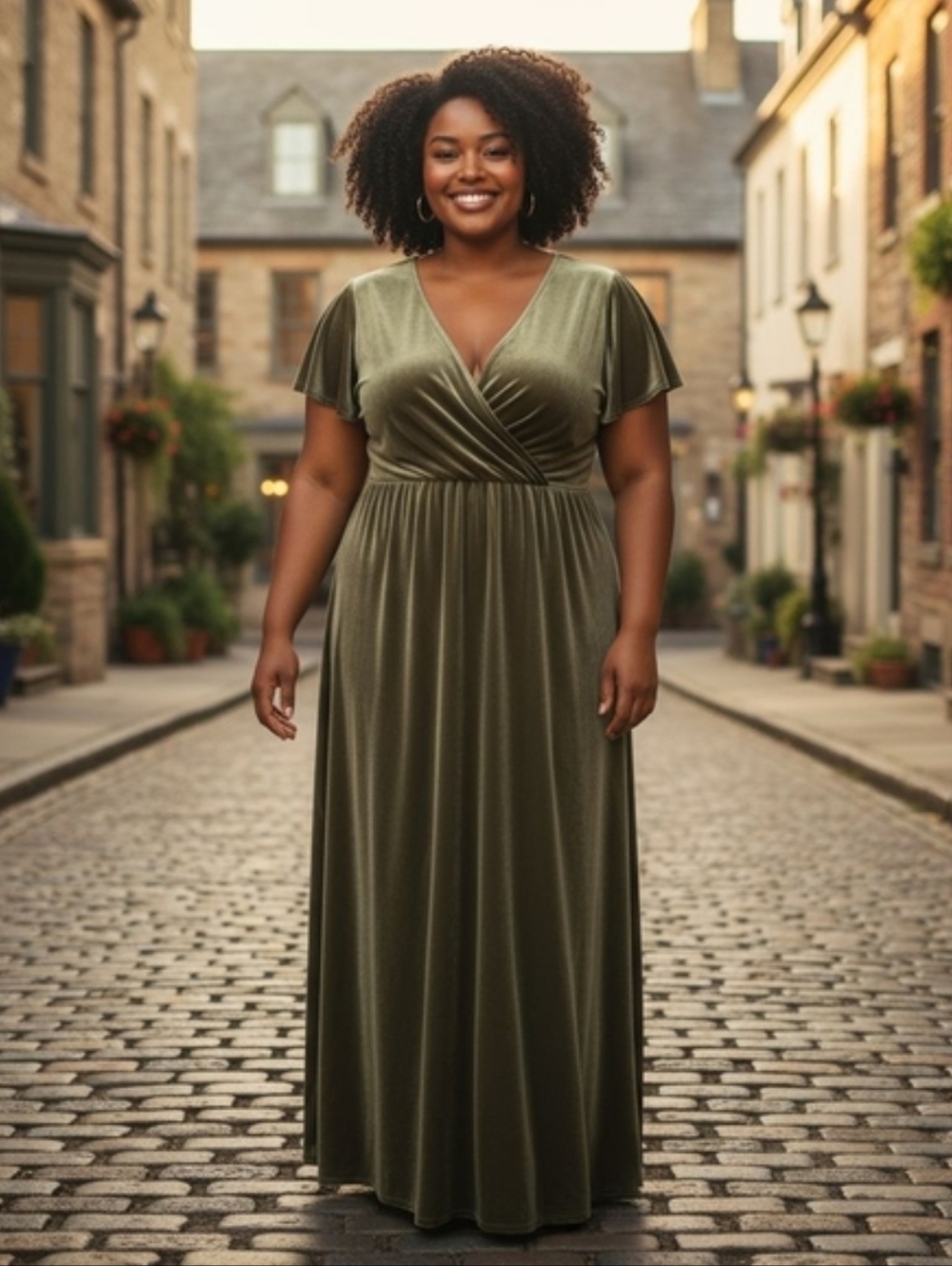 Anthropologie BHLDN Jenny Yoo Ellis Maxi Dress Velvet Size 16 Sage Green New